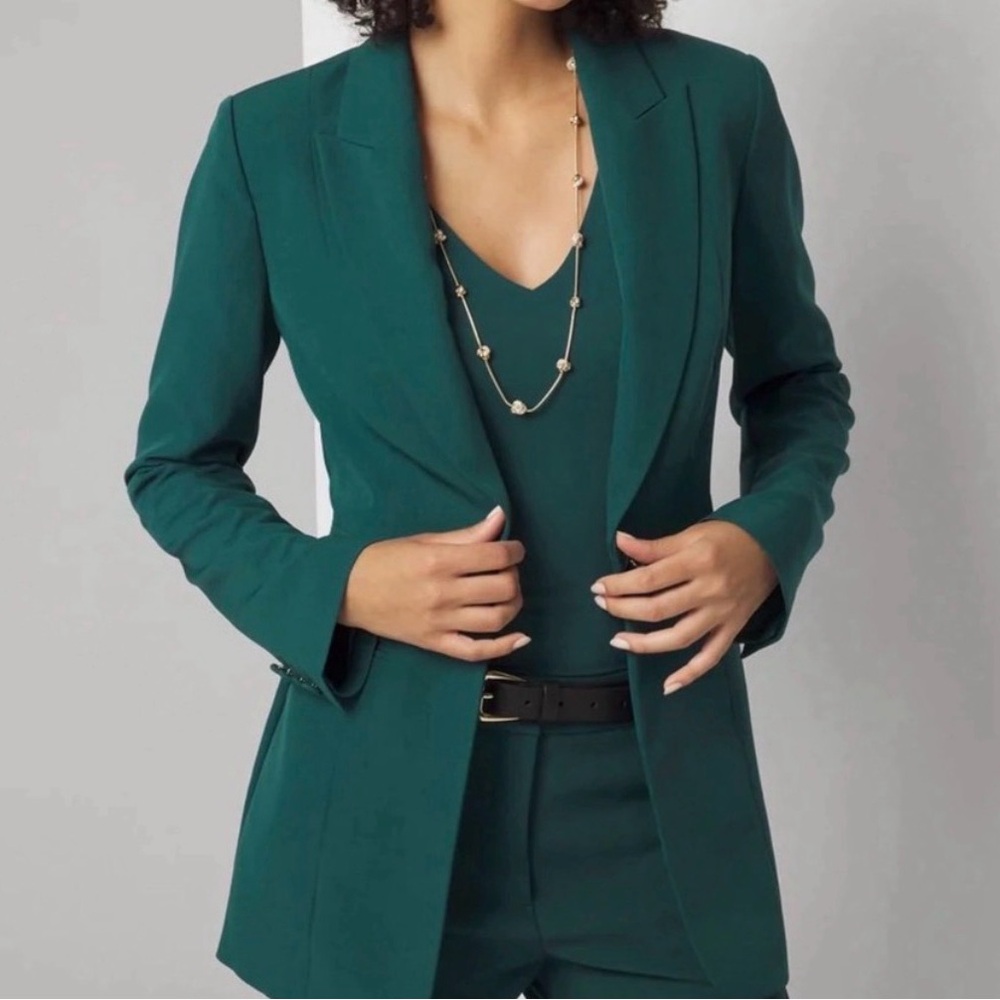 White House Black Market Teal Blazer, pants  and Floral Blouse